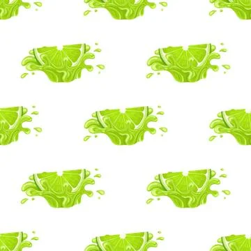 Seamless pattern with fresh bright lime juice splash burst isolated on white  Stock Illustration