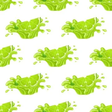 Seamless pattern with fresh bright lime juice splash burst isolated on white  Stock Illustration