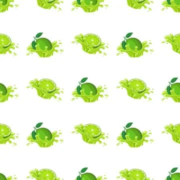 Seamless pattern with fresh bright lime juice splash burst isolated on white  Stock Illustration