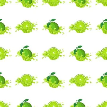 Seamless pattern with fresh bright lime juice splash burst isolated on white  Stock Illustration