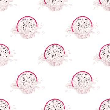 Seamless pattern with fresh bright red pitaya juice splash burst isolated on  Stock Illustration