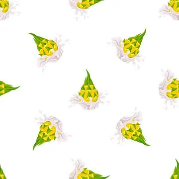 Seamless pattern with fresh bright yellow pitaya juice splash burst isolated  Stock Illustration