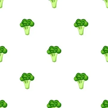 Seamless pattern with fresh broccoli isolated on white background. Vector. イラスト素材