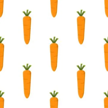 Seamless pattern with fresh carrot vegetable. Organic food. Vector illustration. Stock Illustration