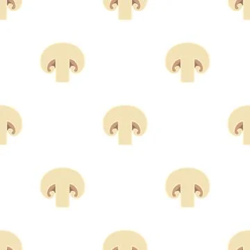 Seamless pattern with fresh champignons. Organic food. Cartoon style. Vector. Illustrazione stock