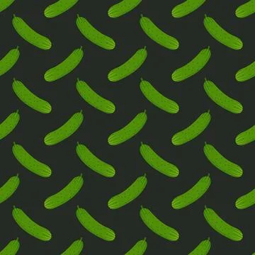 Seamless pattern of fresh cucumbers. Stock Illustration