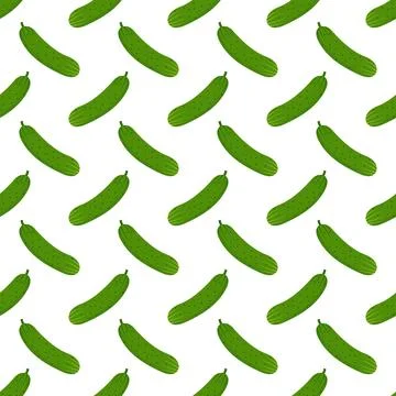 Seamless pattern of fresh cucumbers. Stock Illustration