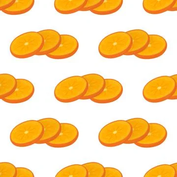 Seamless pattern with fresh cut slices persimmon fruit isolated on white back Stock Illustration