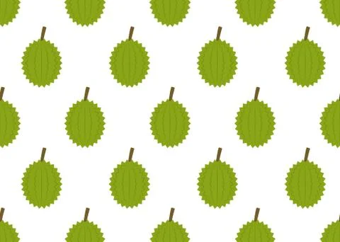 Seamless pattern of fresh durian isolated on white background - Vector illust Stock Illustration