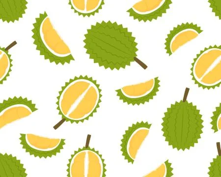 Seamless pattern of fresh durian isolated on white background - Vector illustrat Illustrazione stock