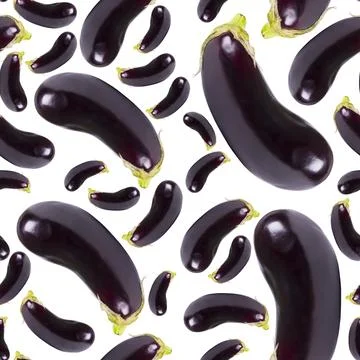 Seamless pattern with fresh eggplant isolated on white background. Seamless.. 写真素材