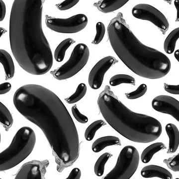 Seamless pattern with fresh eggplant isolated on white background. Seamless.. 写真素材