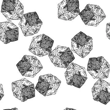 Seamless pattern fresh feta cheese sketch hand drawn Stock Illustration