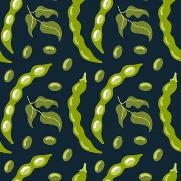 A seamless pattern of fresh green beans with smooth, elongated shapes, bright Stock Illustration