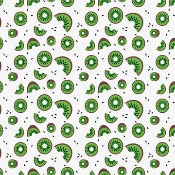 Seamless pattern of fresh green kiwi slices イラスト素材