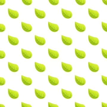 Seamless pattern with fresh green leaves on white background Illustrazione stock