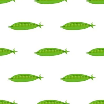 Seamless pattern with fresh green pea vegetable. Organic food. Vector. Stock Illustration
