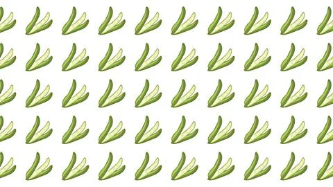 Seamless pattern of fresh green pea pods and edamame beans isolated on whit.. Stock Illustration