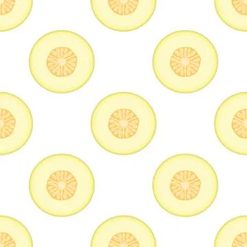 Seamless pattern with fresh half melon fruit on white background. Honeydew me 库存插图