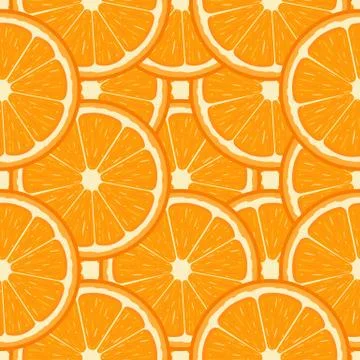 Seamless pattern with fresh half orange fruit. Tangerine. Organic fruit. Vector. Stock Illustration