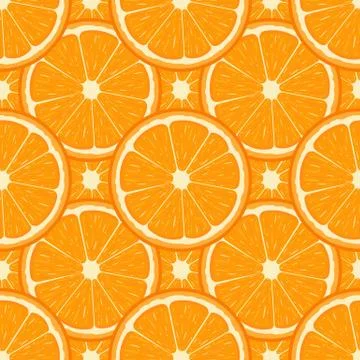 Seamless pattern with fresh half orange fruit. Tangerine. Organic fruit. Vector. Stock Illustration