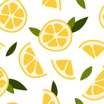Seamless pattern with fresh lemon and mint. Lemonade. Summer fruit, tropical  Stock Illustration