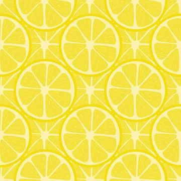 Seamless pattern with fresh lemon fruit. Abstract lemon background. Vector. Stock Illustration