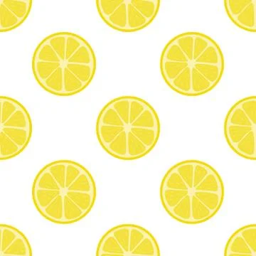 Seamless pattern with fresh lemon fruit on white background. Vector. 스톡 일러스트
