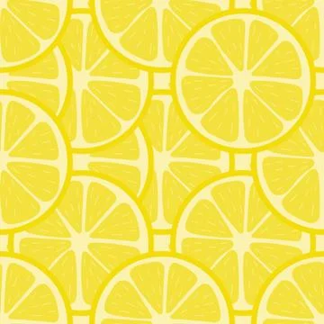 Seamless pattern with fresh lemon fruit. Abstract lemon background. Vector. Stock Illustration