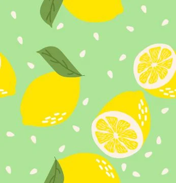 Seamless pattern Fresh lemons background Illustrazione stock
