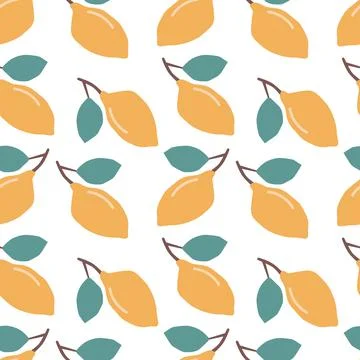 Seamless pattern with fresh lemons. Colorful bright background . Citrus fruit Stock-Illustration