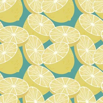 Seamless pattern with fresh lemons. Colorful endless fruit background . Citru Stock Illustration