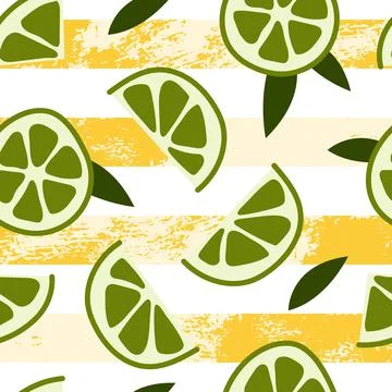 Seamless pattern with fresh lime and mint. Mojito, mohito. Summer fruit, trop 스톡 일러스트