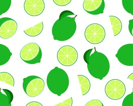 Seamless pattern of fresh lime isolated on white background - Vector illustratio Stock Illustration