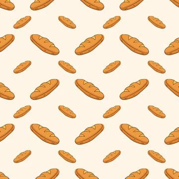 Seamless pattern fresh loaves bread isolated on background. Illustrazione stock