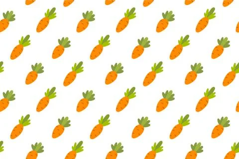 Seamless pattern of fresh orange carrots with green leaves Stock Illustration