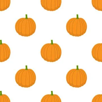 Seamless pattern with fresh orange pumpkin vegetable. Organic food. Vector. Stock Illustration