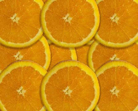 Seamless pattern of fresh orange slices, tangerine slices background Stock Photos