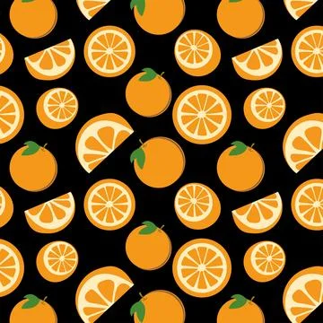 Seamless pattern of fresh oranges and slices Stock Illustration