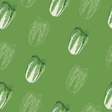 Seamless pattern of fresh Peking cabbage icon. Cabbage for the farmer's market Stock Illustration