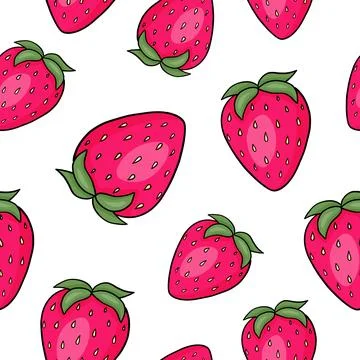 Seamless pattern with fresh pink strawberry. Stock Illustration