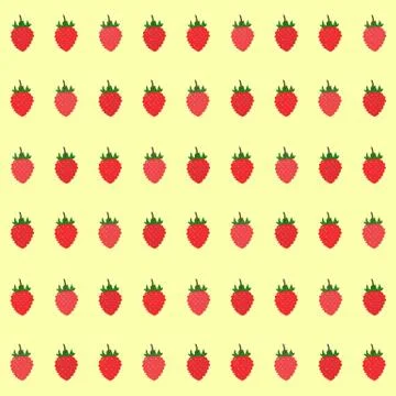 Seamless pattern with fresh red raspberry Stock Illustration