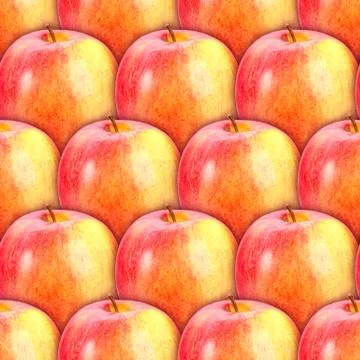 Seamless pattern of fresh red-yellow apples Stock Photos