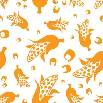 Seamless pattern with fresh ripe corn cobs. 스톡 일러스트
