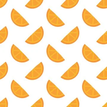 Seamless pattern with fresh slices of oranges. Doodle summer fruit background. Stock Illustration
