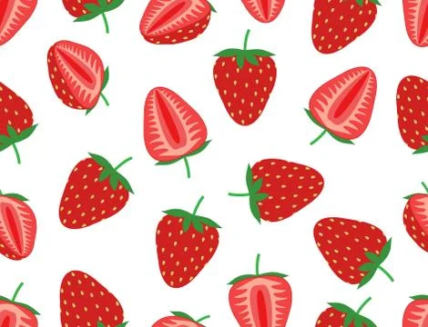 Seamless pattern of fresh strawberry background - Vector illustration Stock Illustration
