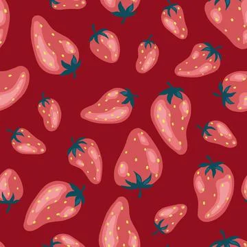 Seamless pattern of fresh strawberry background. Used for magazine, book,card Stock Illustration