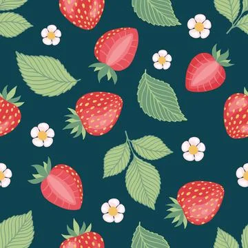 Seamless pattern of fresh strawberry background. Used for magazine, book,card Stock Illustration