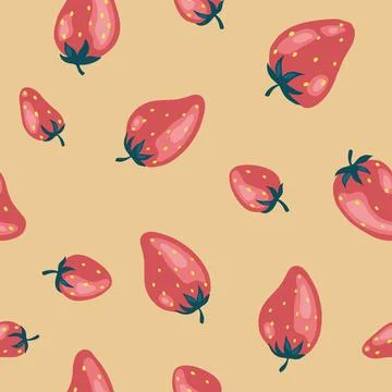 Seamless pattern of fresh strawberry background. Used for magazine, book,card Stock Illustration