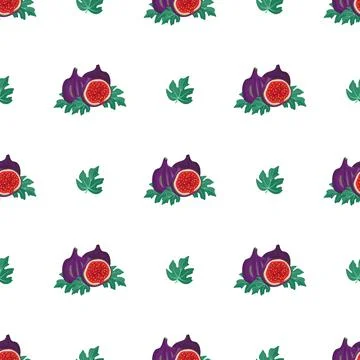 Seamless pattern with fresh sweet tasty fig fruits and leaves Stock-Illustration